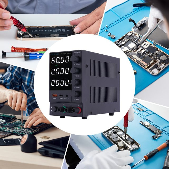 DPS605U DC-Netzteil mit USB-C Schnellladung, 0–60 V, 5 A, 300 W, Schwarz - Bild 1