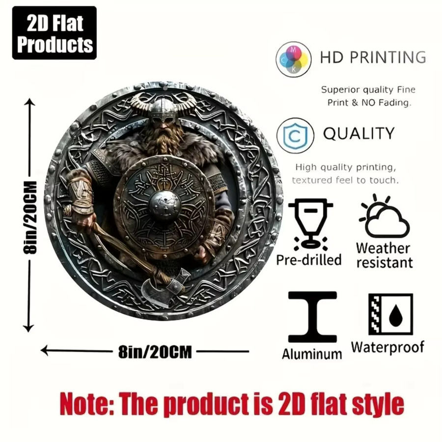 CIFbuy Vintage Viking Metallschild aus Aluminium, Rund, Durchmesser: 20,3 cm - Bild 2