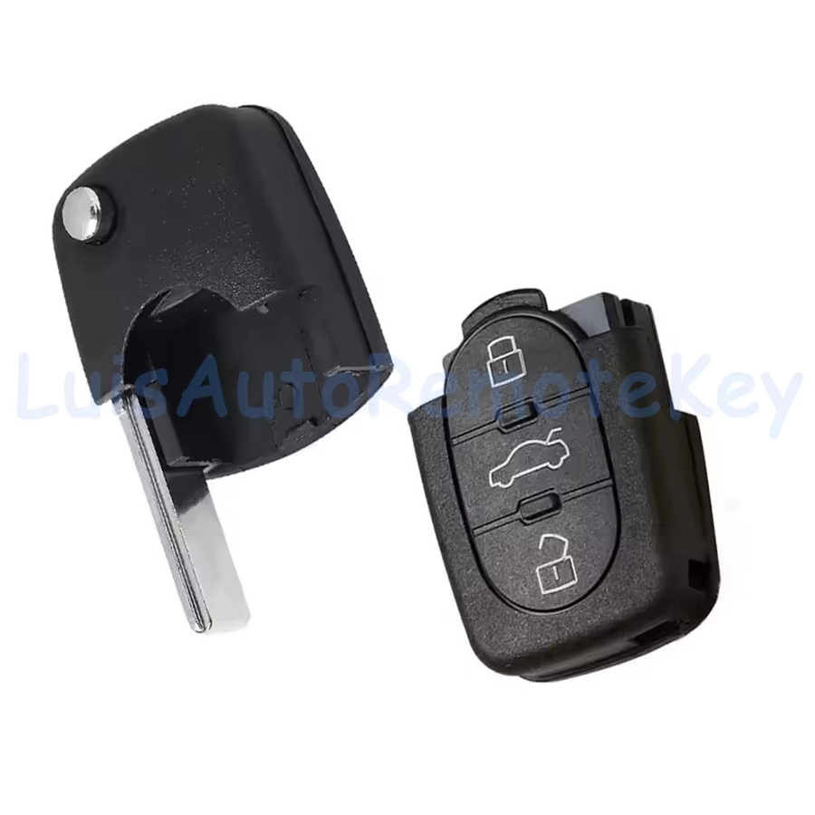 DIYKEY Flip Remote Auto Schlüsselanhänger mit 3 Tasten, 433 MHz und ID48 Chip für Audi A3 A4 A6 A8 TT RS4 Quattro, Farbe: Schwarz - Bild 2