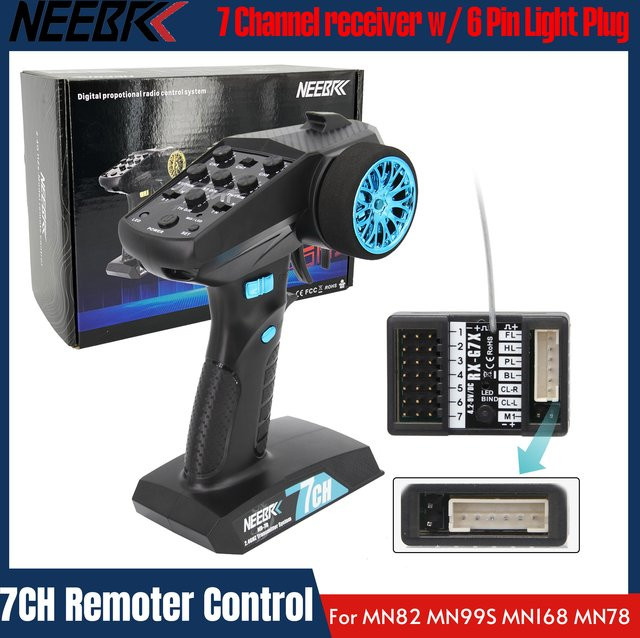 NEEBRC 7CH 2,4 GHz Funksystem-Sender mit 6-poligem Lichtstecker-Empfänger, Zubehör - Bild 1