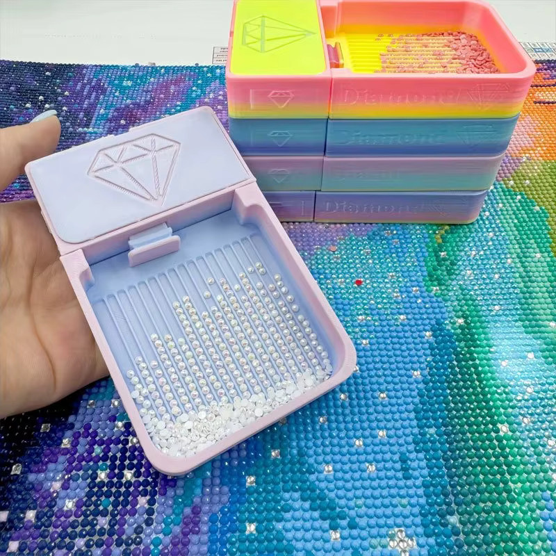 Mehrfarbige Flip-Diamantmalerei-Ablage aus Kunststoff als auslaufsichere Strass-Aufbewahrungsbox für 5D-Diamantstickerei, Nagelkunst und DIY-Bastelzubehör - Bild 2