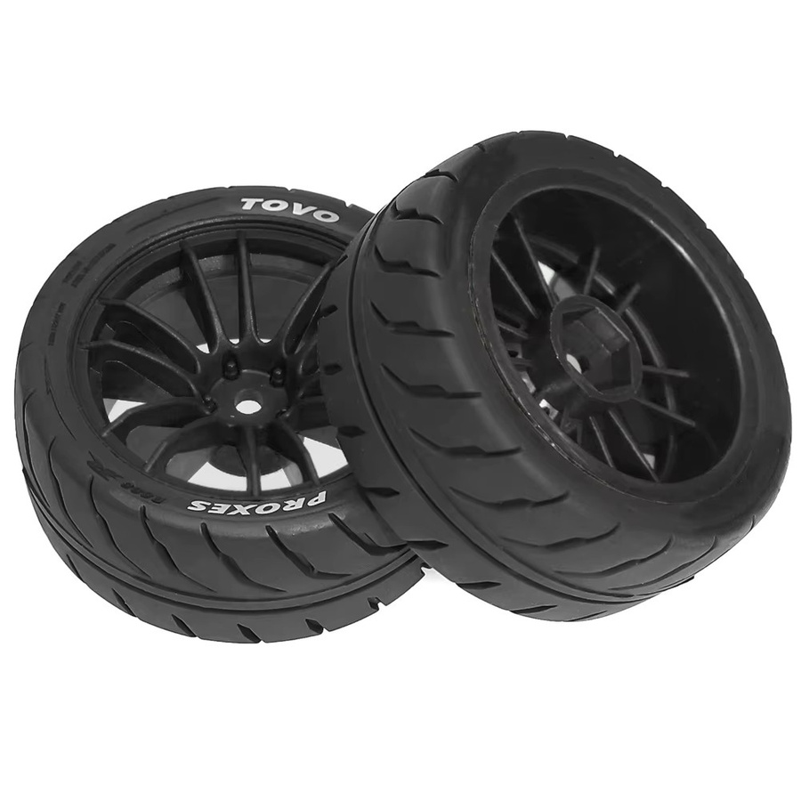 Tamiya Gummireifen, 4-teiliges Set, 68mm, 12mm Sechskant, 1/10 RC Rennwagen Upgrade-Teile - Bild 4