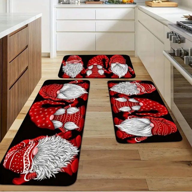 VIKAMA Weihnachtsmann Druckteppich Multicolor rutschfeste Matte für Innen und Außen - Bild 1