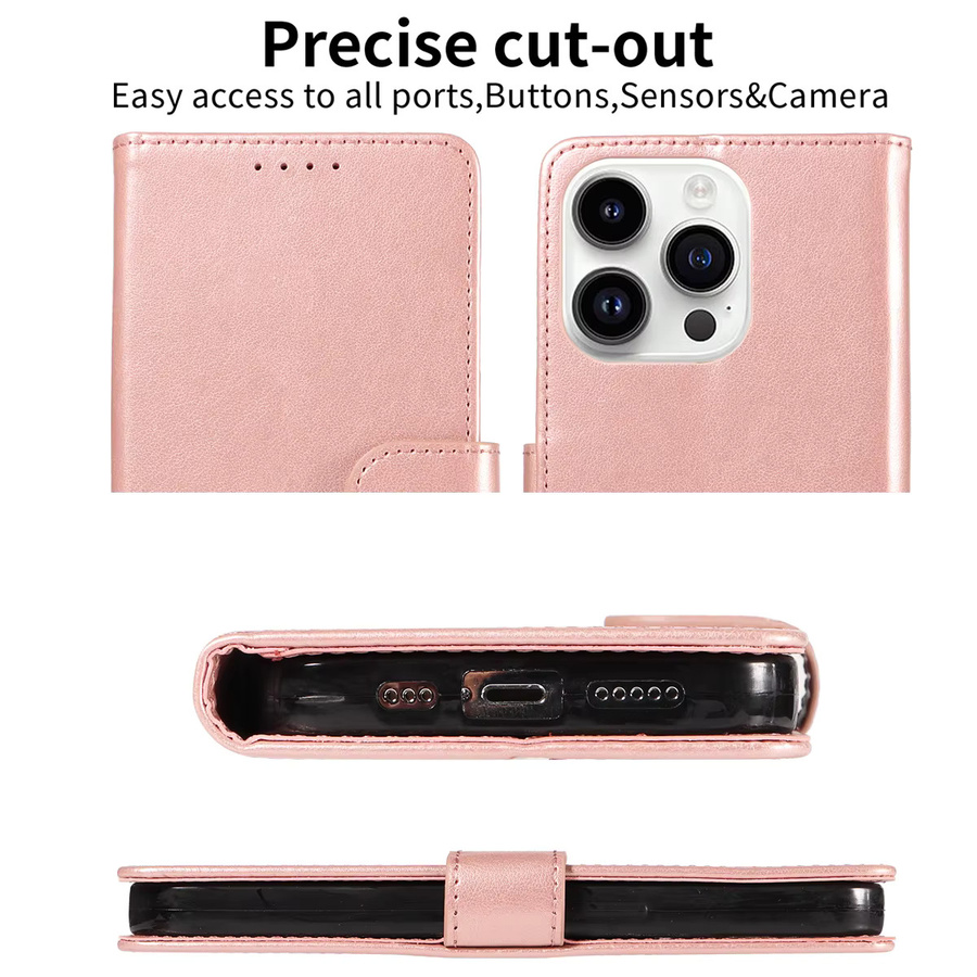 EAACAA Kunstleder-Handyhülle für iPhone mit magnetischer Halterung, stoßfest und staubdicht, in Orange oder Pink - Bild 2