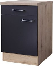 Flex-Well Küchenunterschrank Miniperl in Eiche hell Nachbildung und Anthrazit, matt, B/T/H: 60 x 22,1 x 86 cm - Bild 1