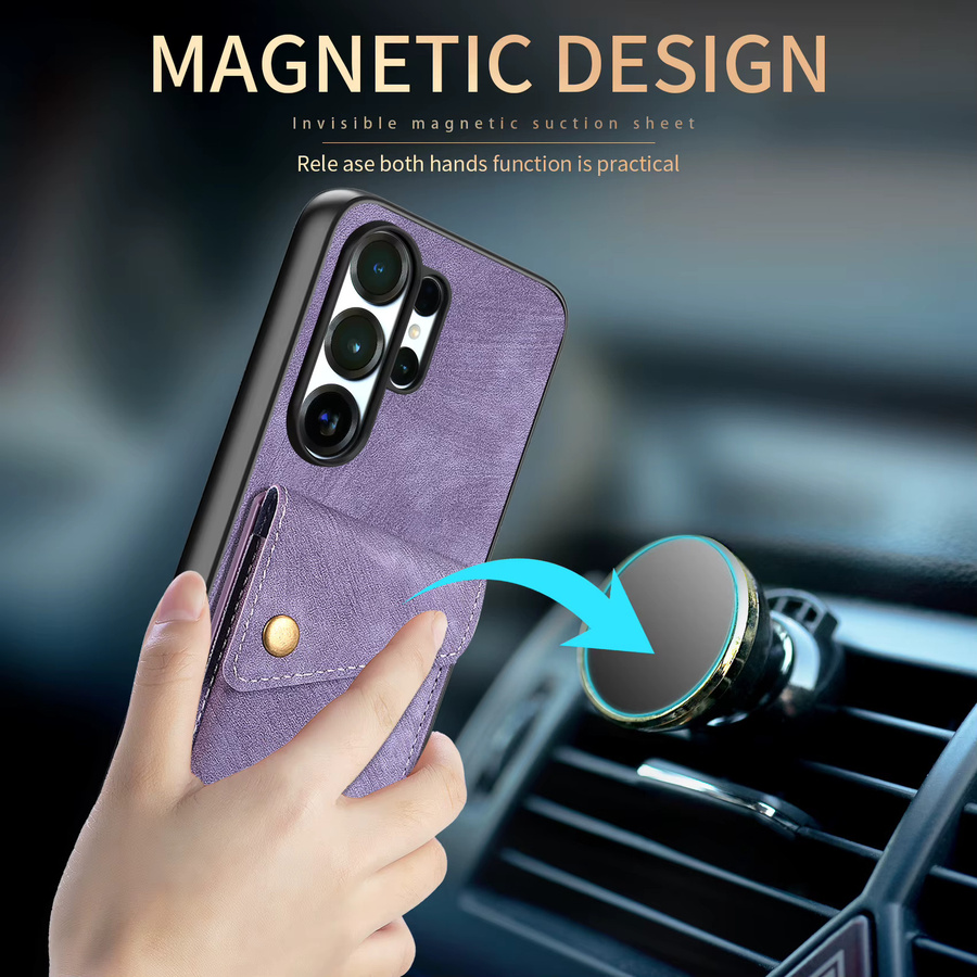 Luxuriöse magnetische Geldbörse-Schutzhülle mit Kartenhalter für Samsung Galaxy S26 Ultra, S25, S24 und S23 Ultra in Purple - Bild 3