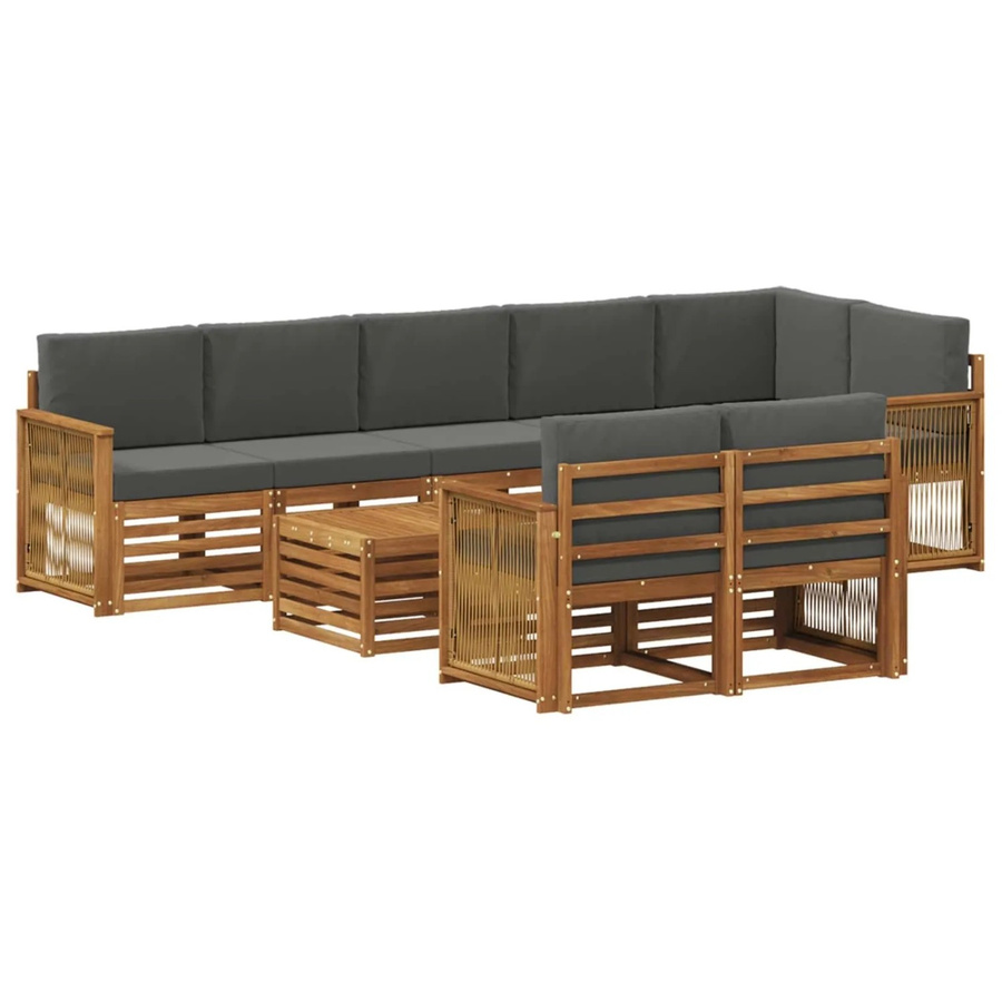 vidaXL Sofagarnitur aus Massivholz Akazie im modernen Latten-Design, Farbe: Braun oder Anthrazit - Bild 2
