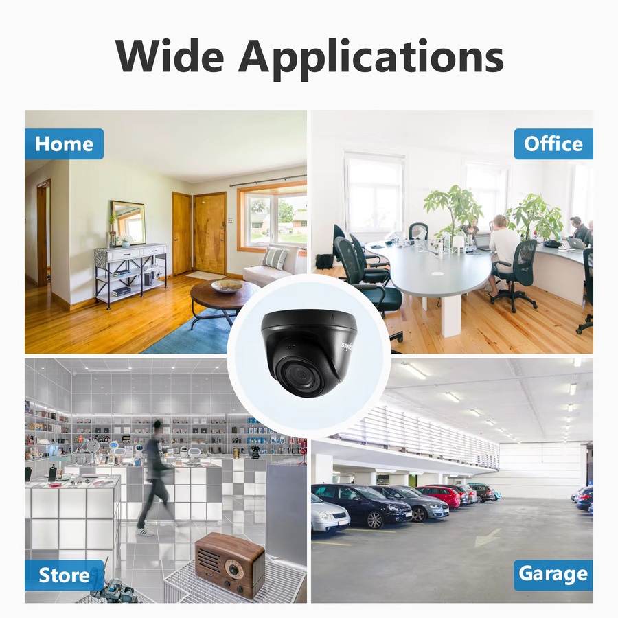 Sannce 2er-Set CCTV Überwachungskameras mit 1080p Full HD, 2,0 MP, H.264, wasserdichte Kuppelkameras für Innen und Außen, Schwarz - Bild 2