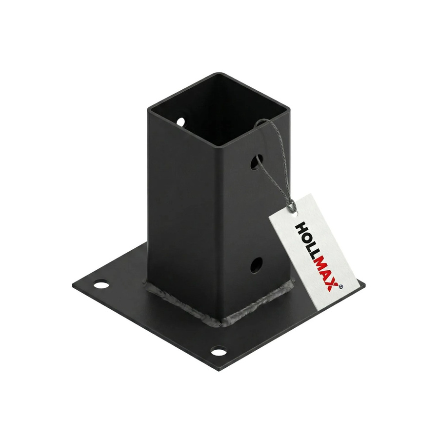 HOLLMAX Pfostenträger Aufschraubhülse für Vierkantpfosten, Schwarz, 71 mm - Bild 2