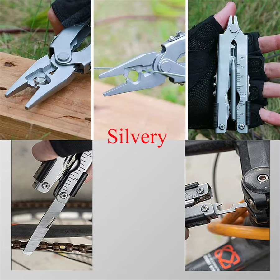 Multitool Zangen Kombination aus Edelstahl mit Klappmesser und Flaschenöffner in Silber - Bild 2