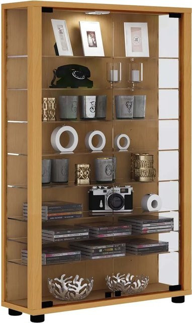 VCM Glasvitrine Lumo Mini in Buche mit ESG-Sicherheitsglas und Glastüren, H x B x T: 90 x 59 x 18 cm - Bild 2