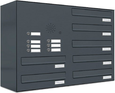 AL Briefkasten-System für 7 Parteien mit Zaundurchwurf, grau, B/H/T: 153,553 x 57,5 x 27,5 cm - Bild 1
