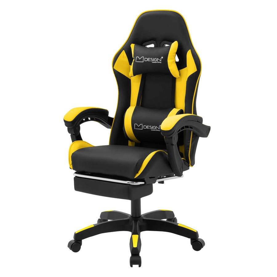 ML-Design Gaming Stuhl mit Fußstütze und Armlehnen in Schwarz-Gelb aus Kunstleder - Bild 2
