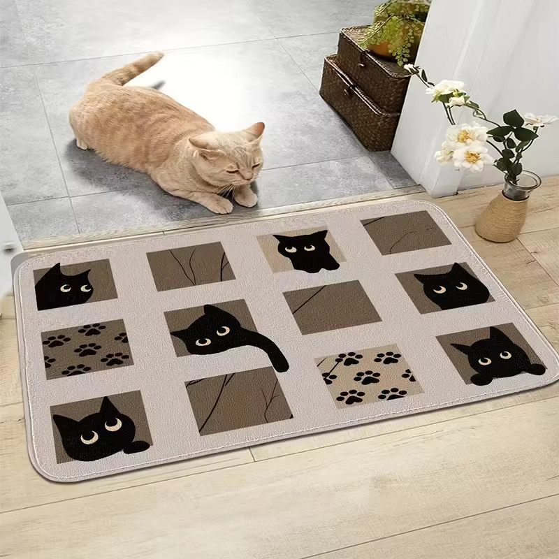 VIKAMA Korridor-Teppich Schwarze Katze, rutschfeste Bodenmatte für Flur und Küche, B/T: 60 x 40 cm - Bild 4