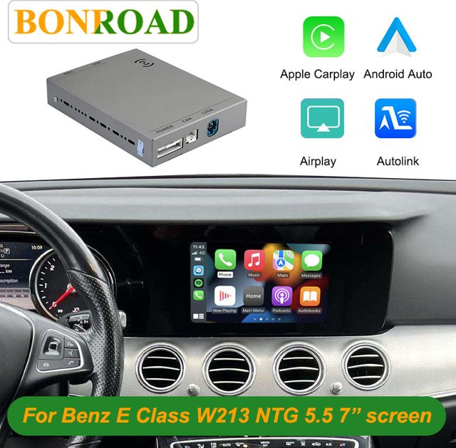 Bonroad Wireless CarPlay Decoder Box für Mercedes Benz E-Klasse W213 2016-2020 NTG5.5 System mit Android Auto Interface und Bluetooth/Wi-Fi Unterstützung - Bild 1