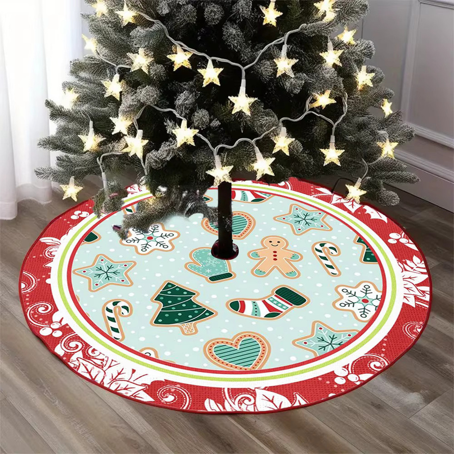 VIKAMA Weihnachtsbaumrock im skandinavischen Stil mit Lebkuchenmann und Schneeflocken, Mehrfarbig - Bild 4