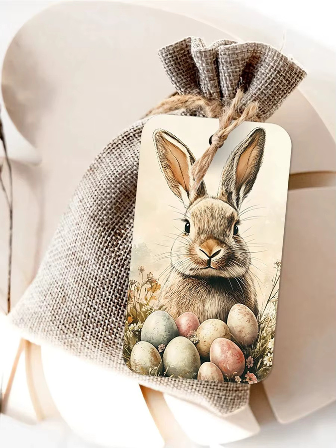 50 Stück Osterhasen-Geschenkanhänger aus Papier mit Hanfseil in Multicolor für deine Geschenkverpackungen und Osterdeko - Bild 6