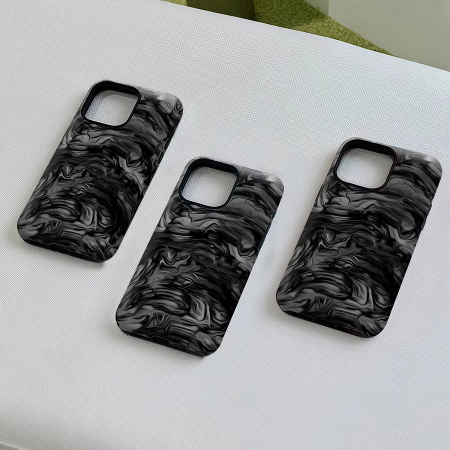 Potdemiel Ripple Handyhülle mit Magnetfunktion für iPhone 17 16 15 14 13 Pro Max Plus, robuste Doppelschicht-Schutzhülle, Schwarz - Bild 5