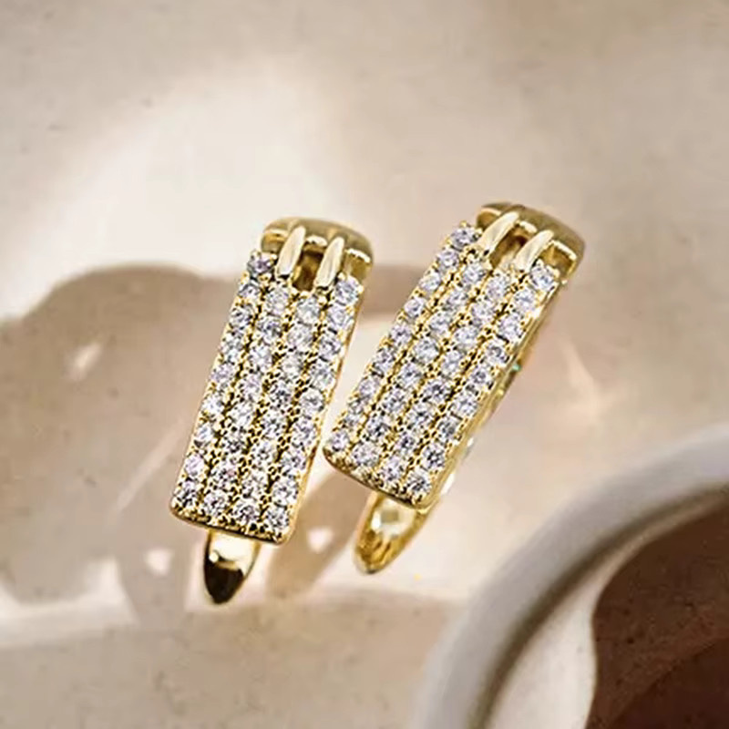 Huitan Creolen, Messing, Gold, Zirkonia, Damen - Bild 2