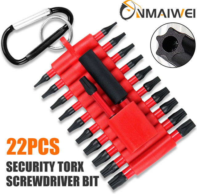 22-teiliges Sicherheits-Torx-Schraubendreher-Bit-Set von onmaiwei aus S2-Stahl, magnetische Treiber-Bits TT6-TT40 mit Aufhängung - Bild 1