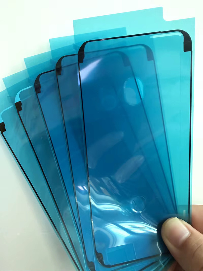 5 Stück Ersatz Frontbildschirmrahmen für Apple iPhone 6s 7 8 Plus SE2 SE3 mit wasserdichtem Anti-Staub-Klebeband in Schwarz und Weiß sowie Blau - Bild 4