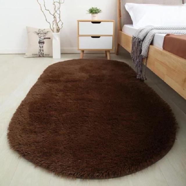 Binchi Furniture Kunstfell Teppich in Braun, Ovaler Plüschteppich mit Langflor für Wohnzimmer und Schlafzimmer, B/B: 120 x 80 cm - Bild 1