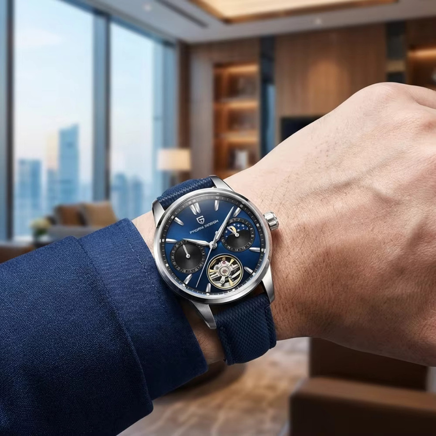 PAGANI DESIGN Automatik-Armbanduhr, Edelstahl, Blau, Saphirglas, Herren - Bild 3