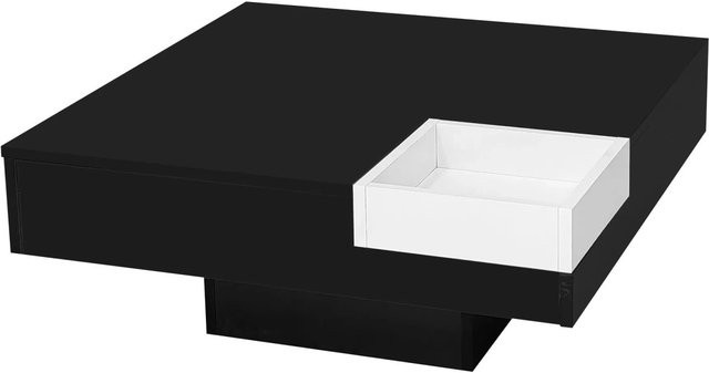 okwish Couchtisch mit LED-Lichteffekt und herausnehmbarer Aufbewahrungsbox in Schwarz, B/T/H: 72 x 72 x 30 cm - Bild 1