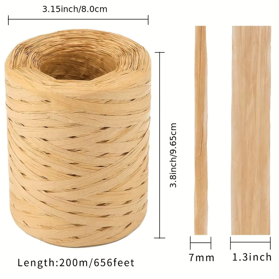 Kraftpapier Band aus Bast für Geschenkverpackungen und DIY-Dekorationen, 200 Meter - Bild 2