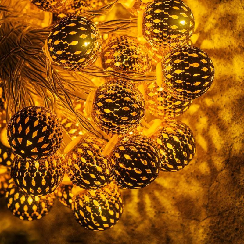 MIMIRGB Marokkanische Solar-Lichterkette mit 10 bunten LED-Kugeln für die Außendekoration, Multicolor, Länge: 150 cm - Bild 2