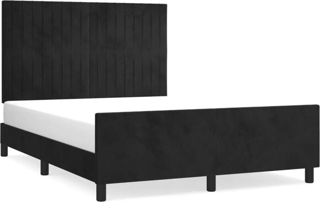 vidaXL Bettgestell mit Kopfteil aus Samt in Schwarz, B/T/H: 140 x 190 x 146 cm - Bild 1