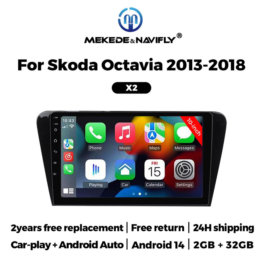 MEKEDE Kabelloses CarPlay und Android Auto Autoradio für Skoda Octavia 3 A7 (2013 - 2018) mit GPS und Wi-Fi in Schwarz - Bild 2