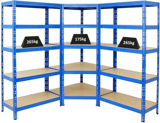 PROREGAL Tiger Regalset aus Metall und MDF in Blau, bestehend aus 1x Eckregal und 2x Schwerlastregal, H x B x T: 180 x 90 x 45 cm - Bild 1