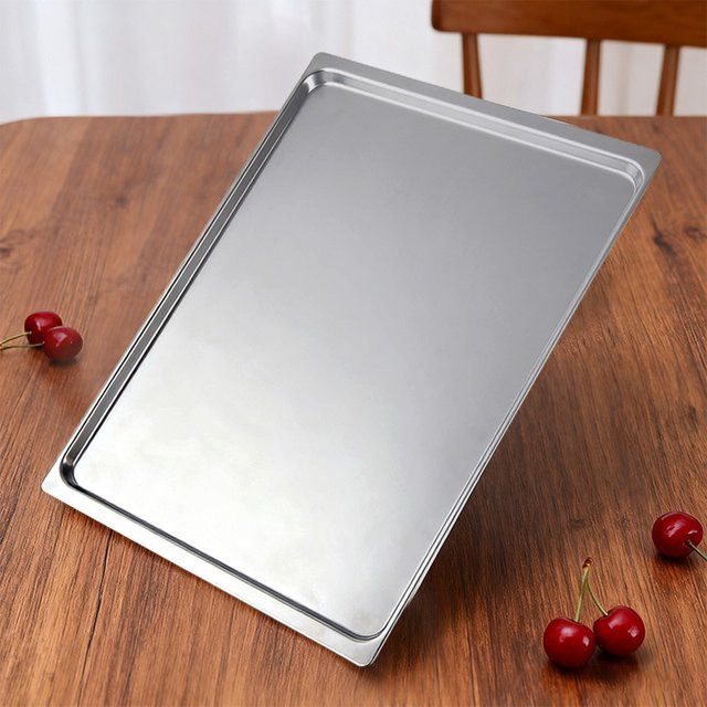 LEENKEA Aluminium Backblech mit Antihaftbeschichtung, Rechteckiges Ofenblech für Brot, Kuchen und Cookies, Farbe: Silber/Grau, B: 43,5 cm, T: 31,5 cm - Bild 1