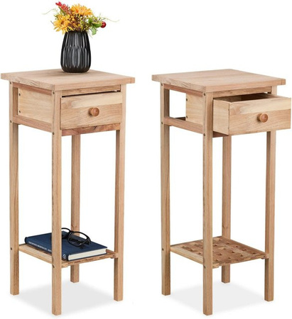 Relaxdays Telefontisch aus Walnussholz in Braun, 2er Set, B/T/H: 60 x 25 x 25 cm