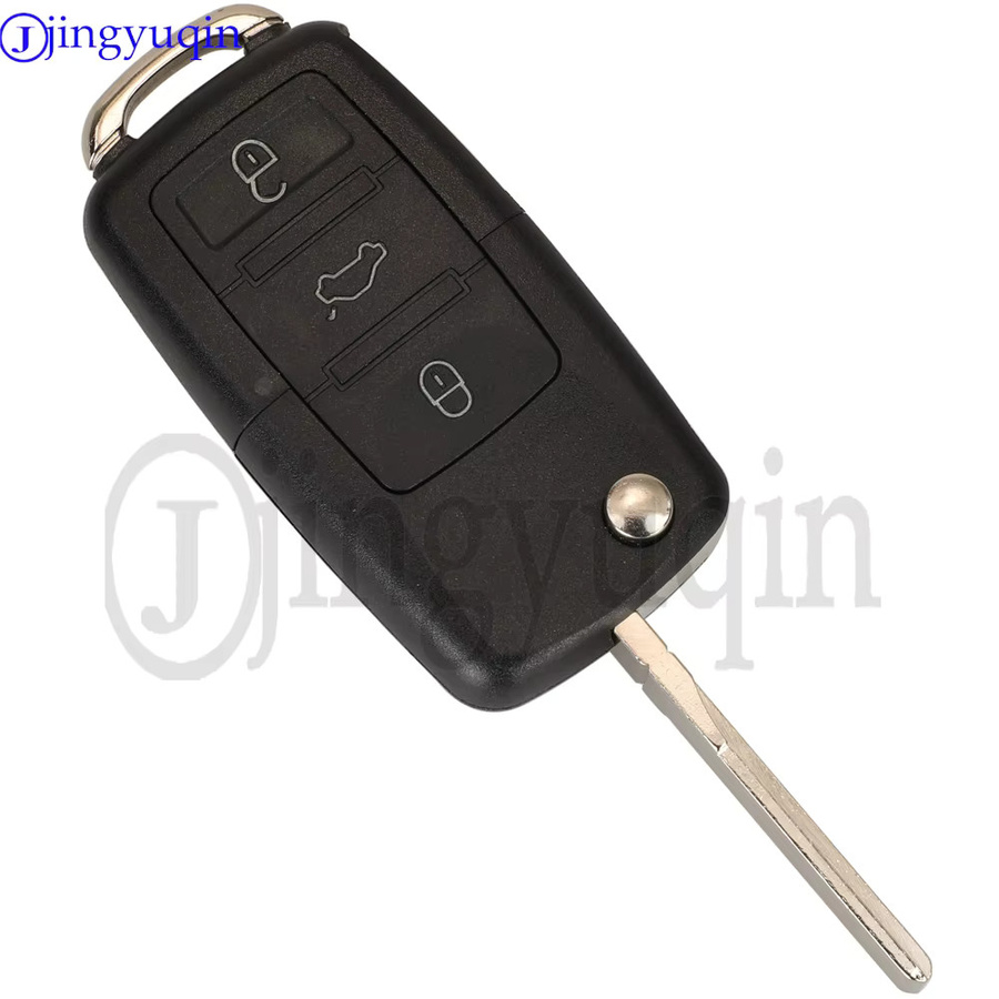 Jingyuqin Auto-Klappschlüssel für Volkswagen Golf Passat Bora Sharan und Seat Leon Toledo ab 1998, 3-Tasten Fernbedienung ID48 315MHz, Schwarz - Bild 2
