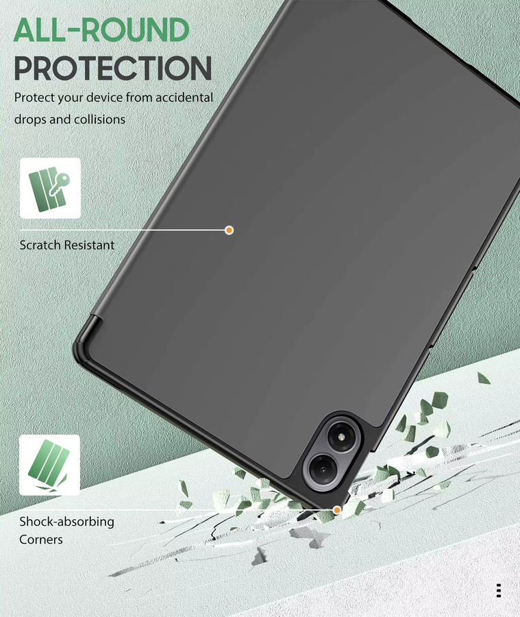 Xiaomi Redmi Pad 2 Pro 12,1 Zoll Hülle in Blau aus PU-Leder mit Smart Trifold Standfunktion und Auto-Schlaf/Aufwach-Funktion - Bild 5