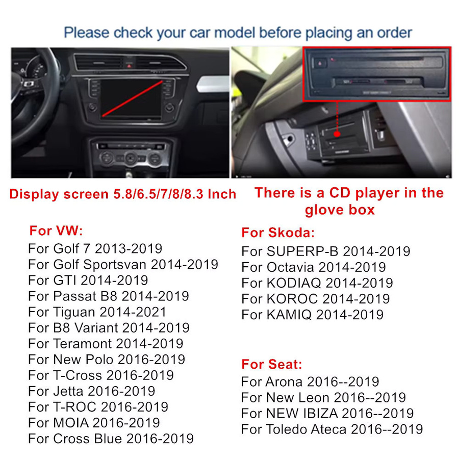 CARABC Drahtloses CarPlay und Android Auto Modul für VW Volkswagen Skoda Octavia A5 Golf 7 Polo Passat B8 mit Mirror Link und MIB/MIB 2 Decoder Box, Schwarz - Bild 2