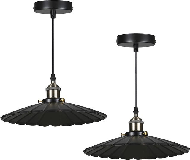 Tomshine Retro Pendelleuchten im 2er-Pack, Vintage Kronleuchter aus Metall in Schwarz, E26 Sockel, höhenverstellbar - Bild 1