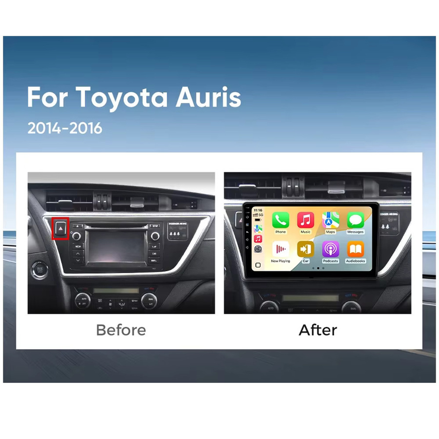 TIEYEZ Android Autoradio Multimedia-Player mit Android Auto und CarPlay für Toyota Auris und Corolla E160 E170, Schwarz - Bild 2