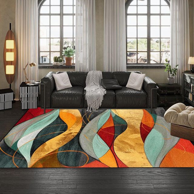 Wucifang Jewelry Teppich mit abstraktem geometrischem Design, rutschfest und waschbar, mehrfarbig, B/T: 280 x 140 cm - Bild 1