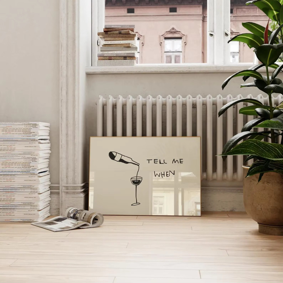 Digitaler Kunstdruck mit lustigem Wein-Zitat für Küche und Bar, horizontales Poster, ungerahmt - Bild 3
