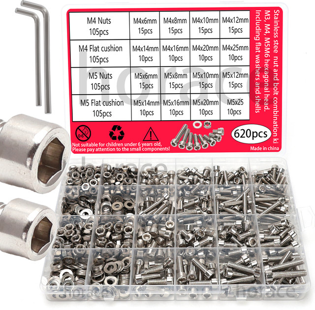 MIVM Edelstahl Schrauben und Muttern Set mit 620 Stück Innensechskantschrauben Sortiment für DIY-Projekte - Bild 1