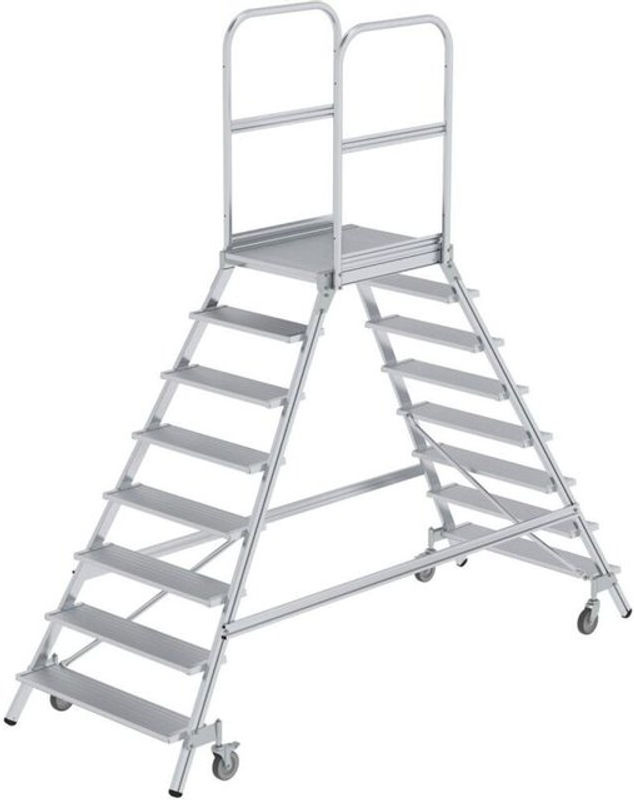 Günzburger Steigtechnik MUNK 50208 Aluminium Podestleiter in Silber mit einer Arbeitshöhe von 3,9 m - Bild 2