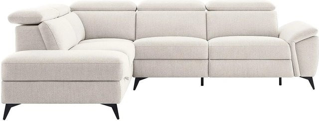 Vente-unique Relaxsofa Cadilo in Beige, L-Form mit Stoffbezug und Stahlgestell, Breite: 279 cm - Bild 1