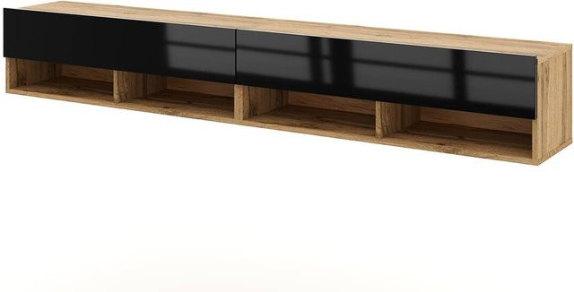 TV-Lowboard Derby 280 von WIPMEB in Eiche Wotan Nachbildung und Schwarz Glänzend, Modernes Design für dein Wohnzimmer, B/H/T: 280 x 32,5 x 31,5 cm - Bild 1
