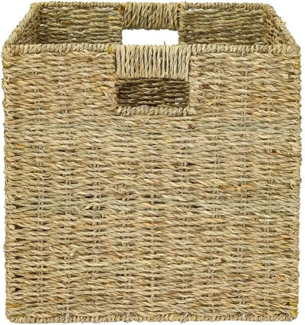HMF Aufbewahrungskorb aus geflochtenem Seegras in Beige, 4er Set für Kallax, B/T/H: 34,5 x 32 x 34,5 cm - Bild 1