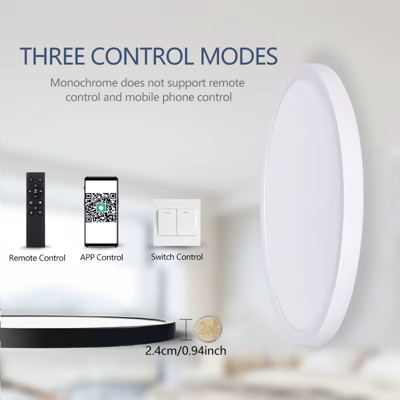 MING&BEN Moderne Runde Deckenleuchte in Weiß mit Fernbedienung und App-Steuerung, Dimmbare Ultradünne LED Lampe für Wohnzimmer und Schlafzimmer - Bild 3