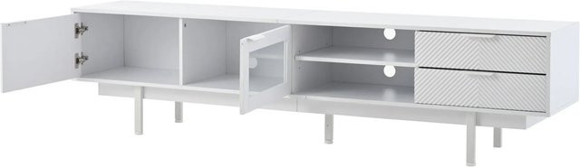okwish TV Schrank in Weiß mit Türen und Schubladen für dein Wohnzimmer, B/T/H: 200 x 40 x 50,5 cm - Bild 1