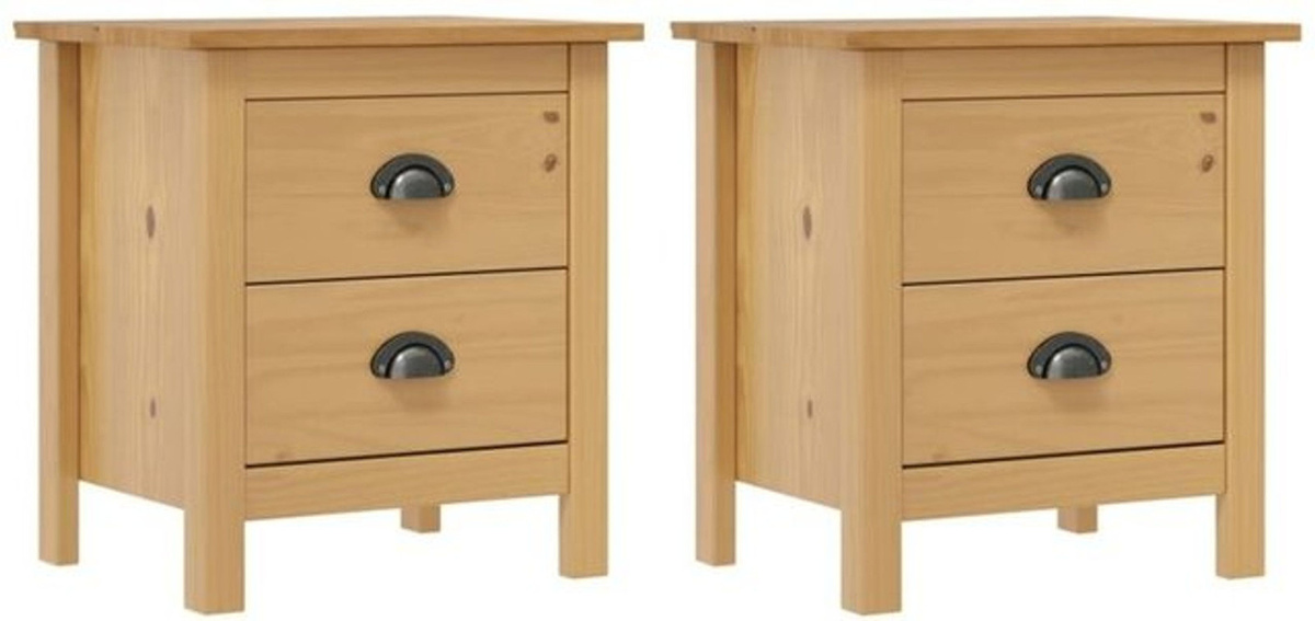 Vidaxl Nachttische Hill Set aus Massivholz Kiefer in Natur Braun, 2er Set, B/T/H: 46 x 35 x 49,5 cm - Bild 1